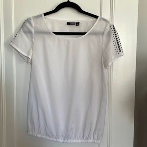 White blouse with studded sleeves